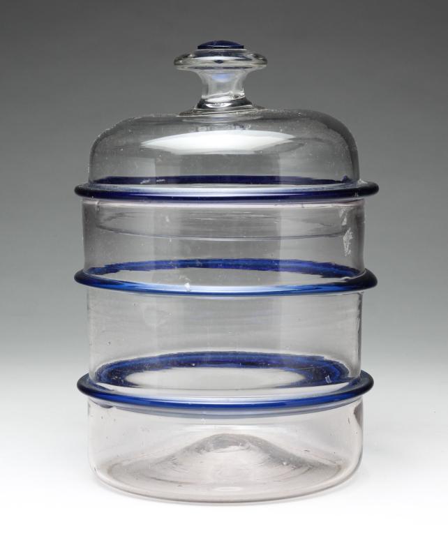 PITTSBURGH CANNISTER JAR WITH COBALT RING. (1 of 3)