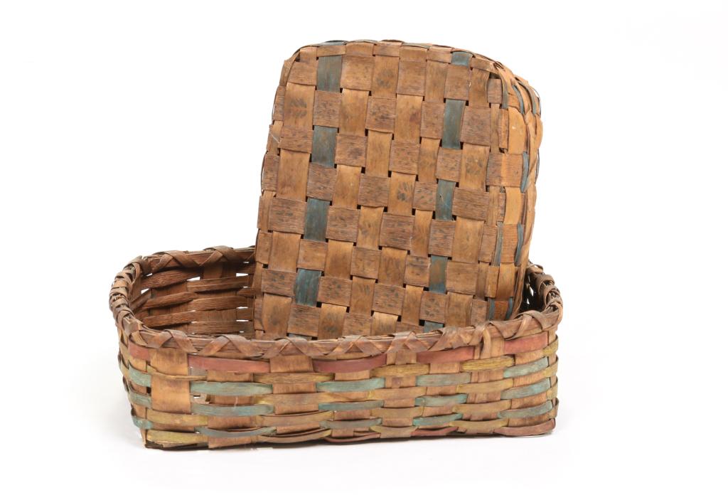 TWO AMERICAN DECORATED BASKETS. (1 of 4)