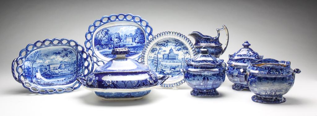 SEVEN PIECES OF HISTORICAL BLUE STAFFORDSHIRE. (1 of 7)