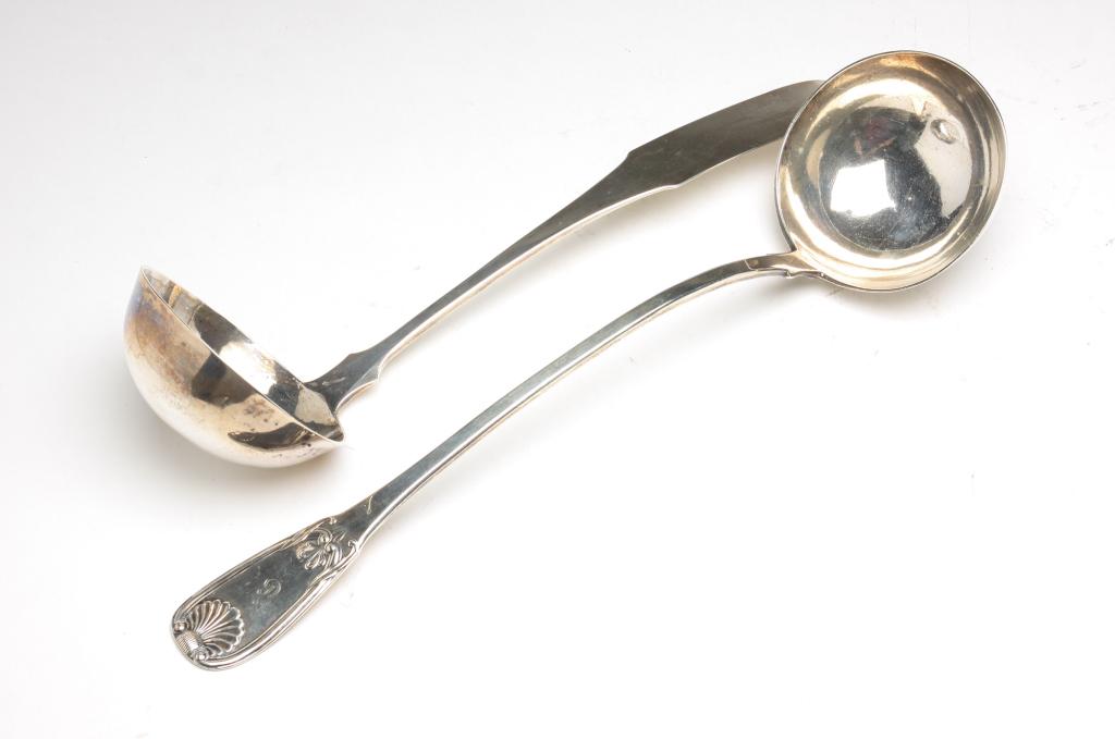 TWO SILVER LADLES. (1 of 6)