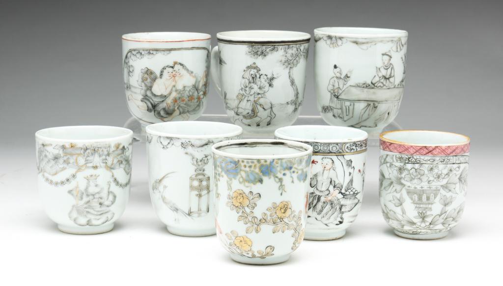 EIGHT CHINESE EXPORT TEA CUPS. (1 of 5)