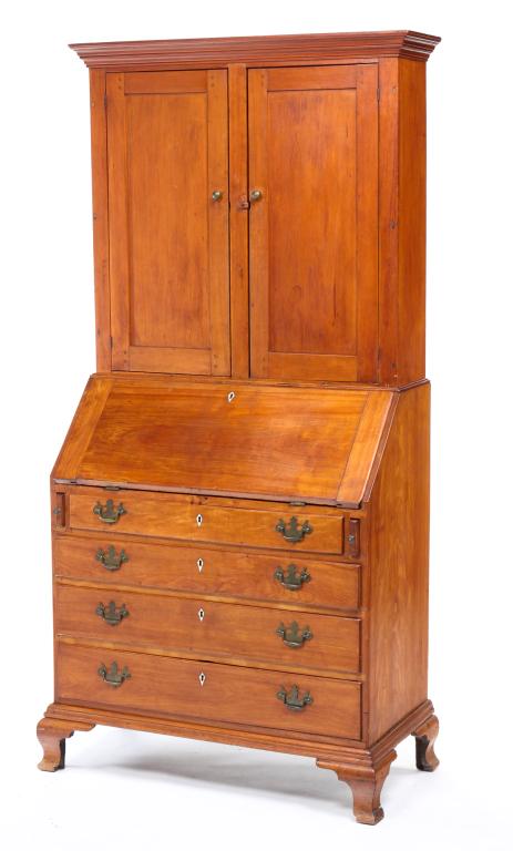 NEW ENGLAND COUNTRY CHIPPENDALE SECRETARY. (1 of 8)