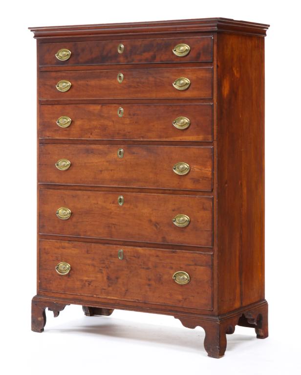 NEW HAMPSHIRE CHIPPENDALE TALL CHEST. (1 of 5)