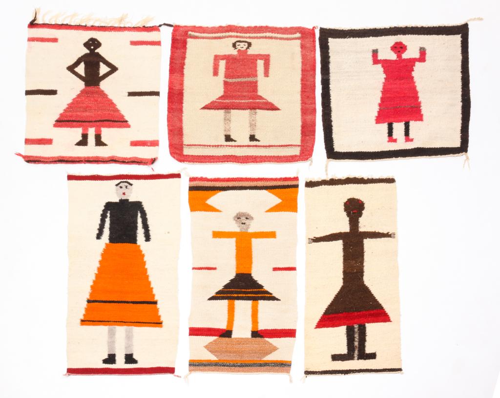 SIX NAVAJO FIGURAL MATS. (1 of 3)