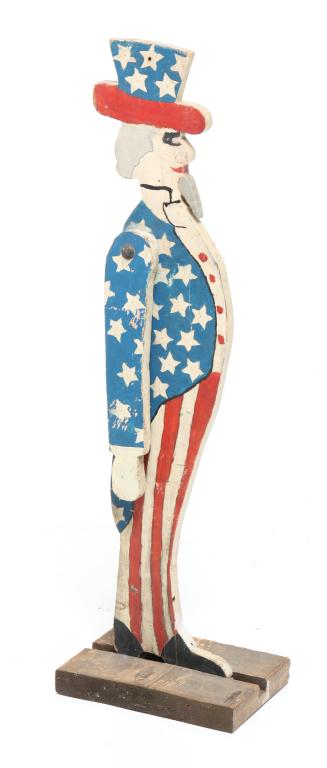 AMERICAN FOLK ART UNCLE SAM FIGURE. (1 of 3)