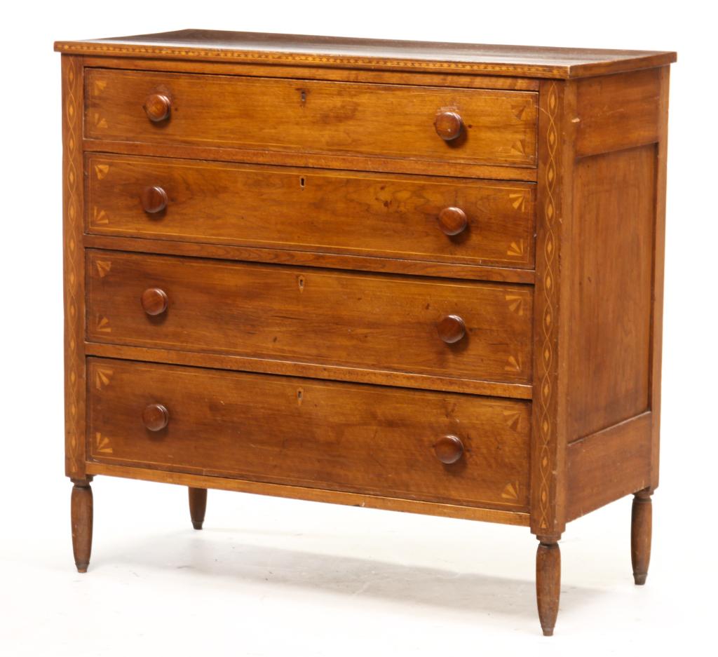 AMERICAN INLAID SHERATON CHEST. (1 of 8)