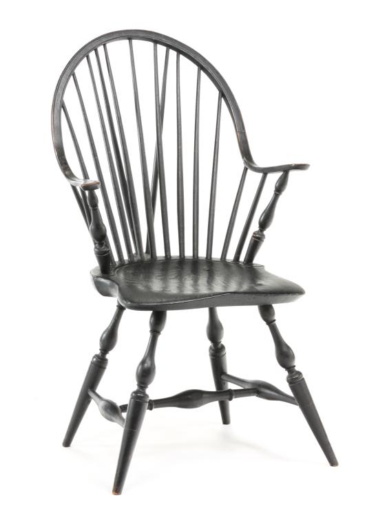 AMERICAN CONTINUOUS ARM BRACEBACK WINDSOR CHAIR. (1 of 5)