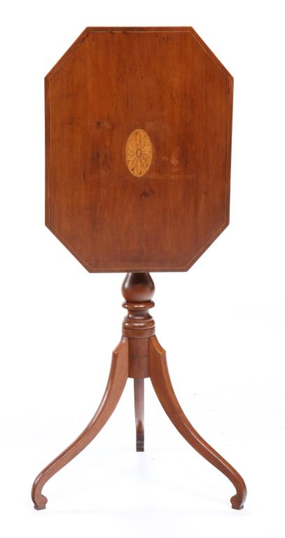 NEW ENGLAND FEDERAL TILT TOP CANDLESTAND. (1 of 5)