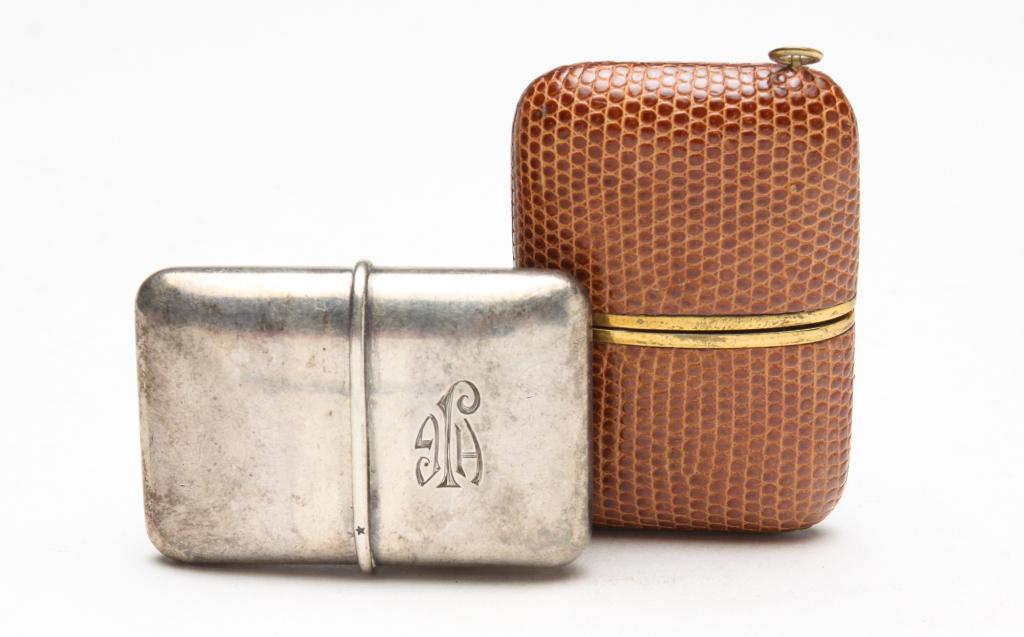 TWO VINTAGE TRAVEL CLOCKS - ONE STERLING.: Swiss, ca. 1940's. Two clocks including: sterling silver (.935), marked 'Movado Factories' on case, dial marked 'chronometre Movado', mechanical movement, Art Deco dial, 1.75" x 1.25" (closed), 58gr;