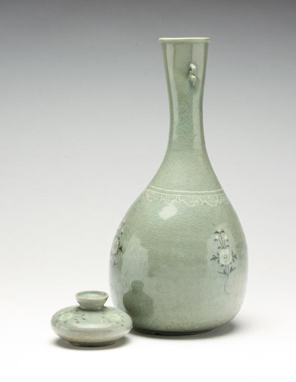 TWO KOREAN CELADON POTTERY PIECES. (1 of 4)
