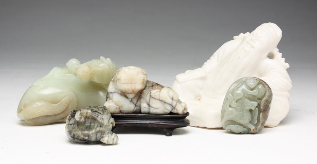 FIVE ASIAN STONE CARVINGS. (1 of 6)