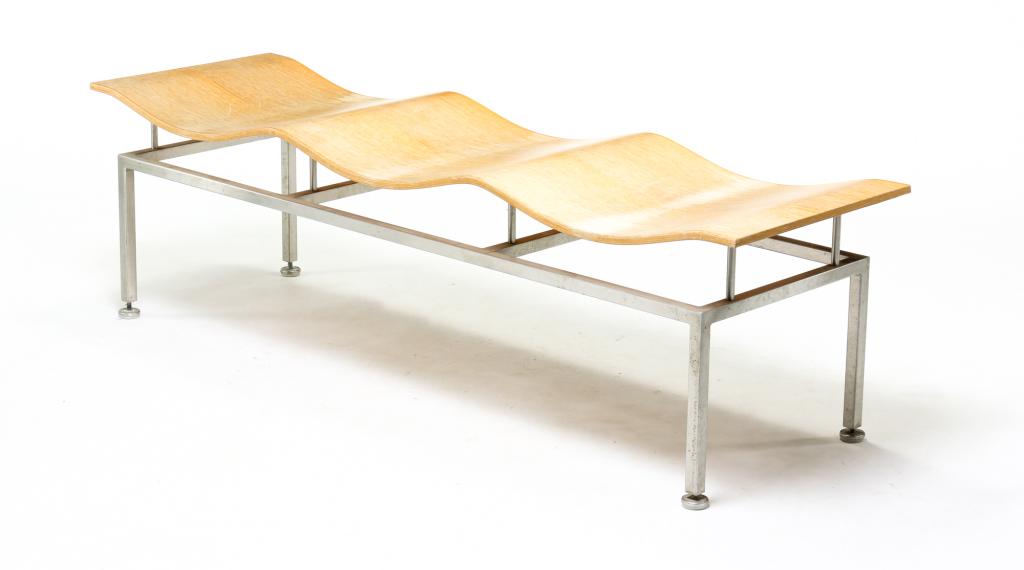 AMERICAN MID CENTURY MODERN WAVE BENCH. (1 of 2)