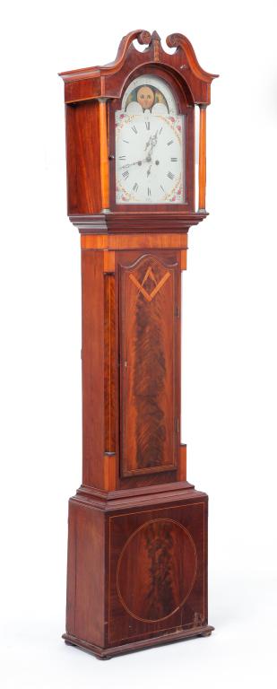ENGLISH INLAID MASONIC TALL CASE CLOCK. (1 of 10)