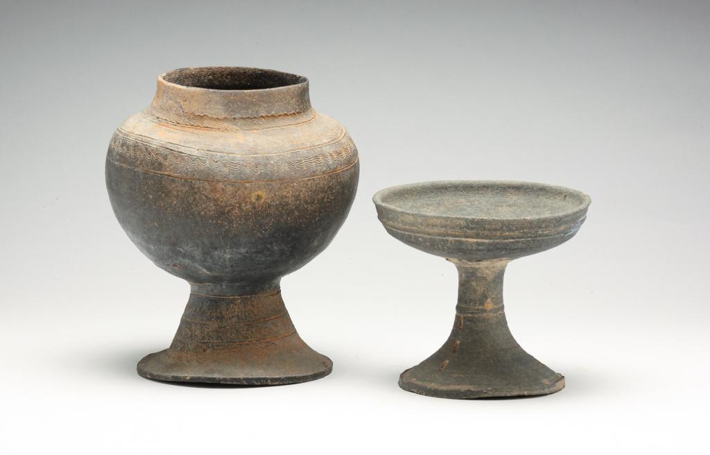 TWO KOREAN SILLA PEDESTAL VESSELS. (1 of 4)