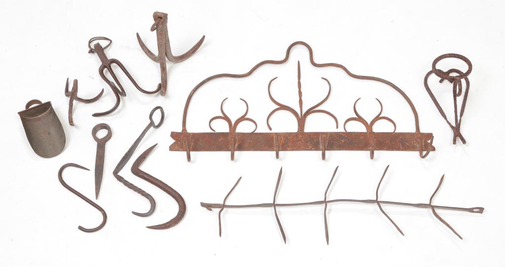 GROUP OF MOSTLY FORGED IRON. (1 of 4)