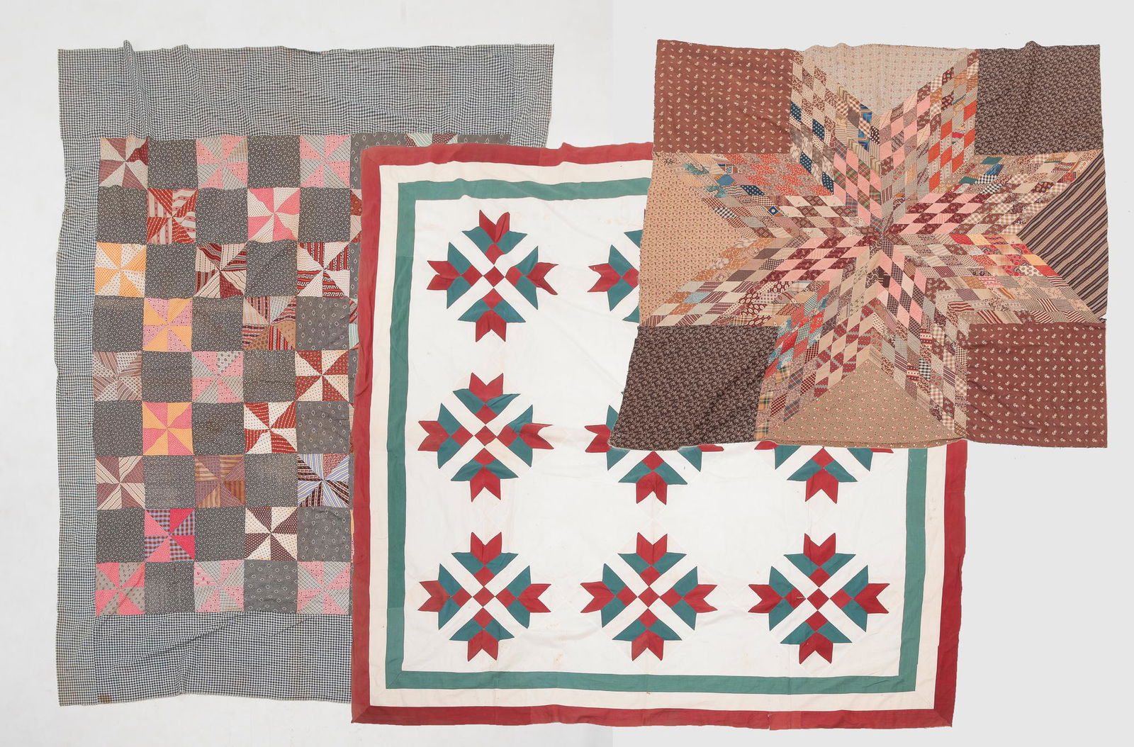 THREE AMERICAN QUILT TOPS. (1 of 10)