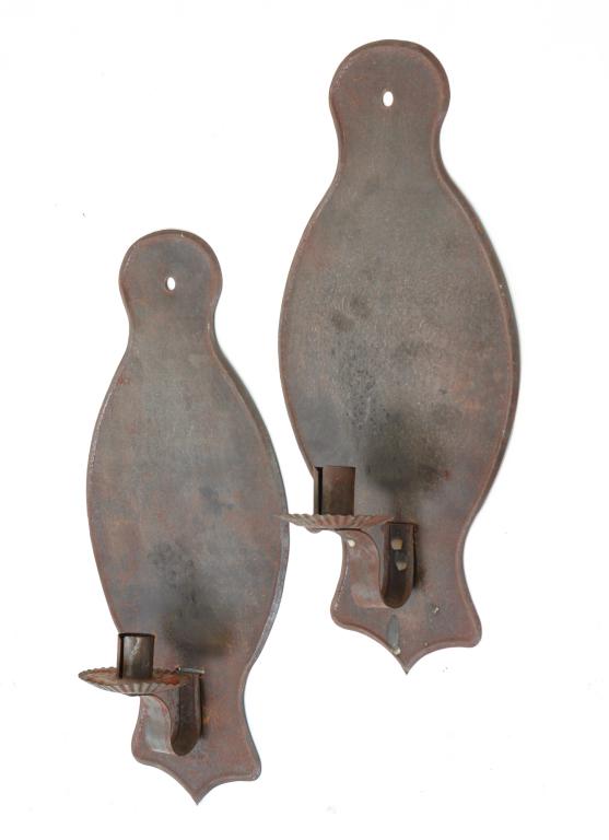 PAIR OF AMERICAN TIN WALL SCONCES. (1 of 3)