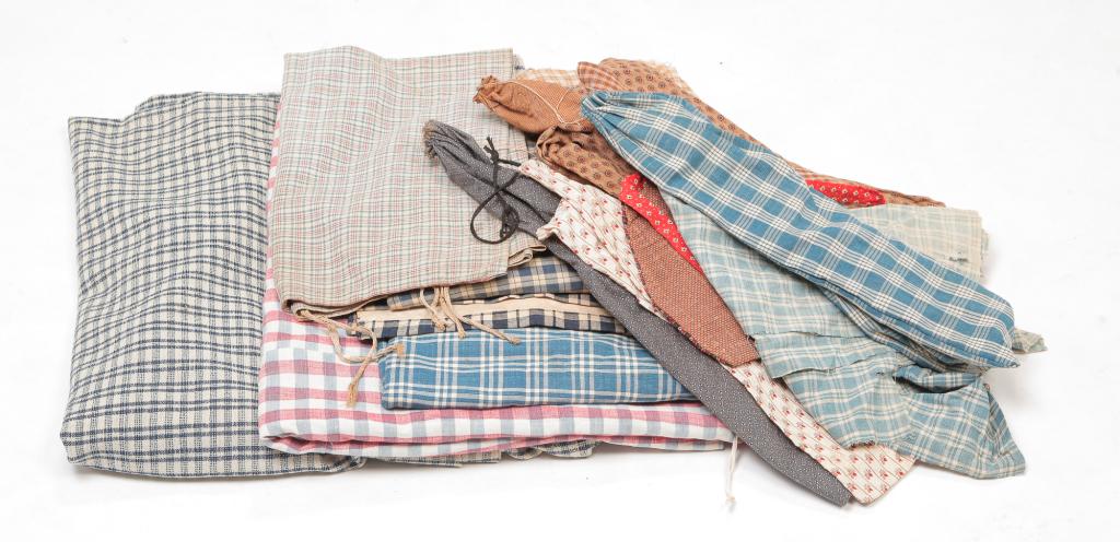 GROUP OF TEXTILES INCLUDING HOMESPUN. (1 of 4)
