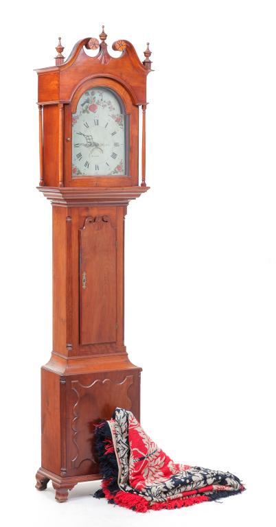 PENNSYLVANIA TALL CASE CLOCK AND COVERLET. (1 of 12)