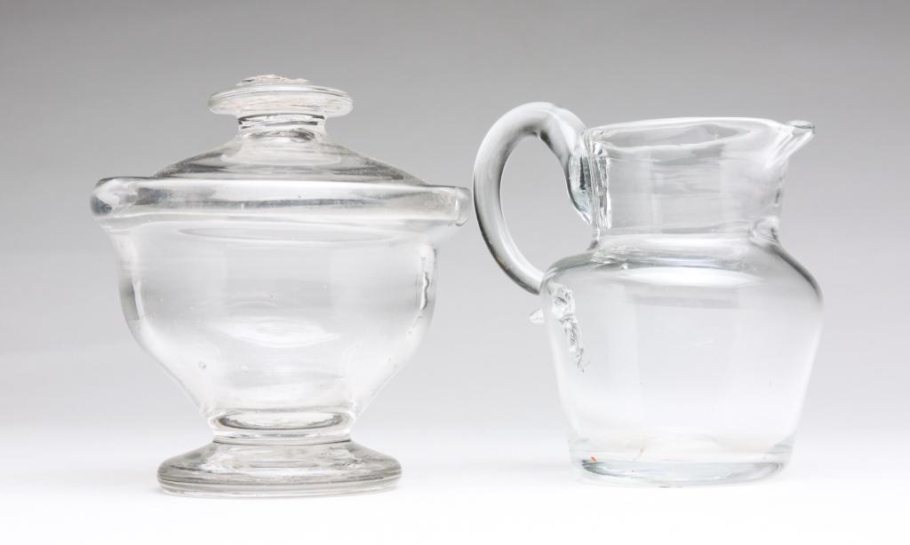 AMERICAN MINIATURE BLOWN GLASS CREAMER AND SUGAR. (1 of 3)