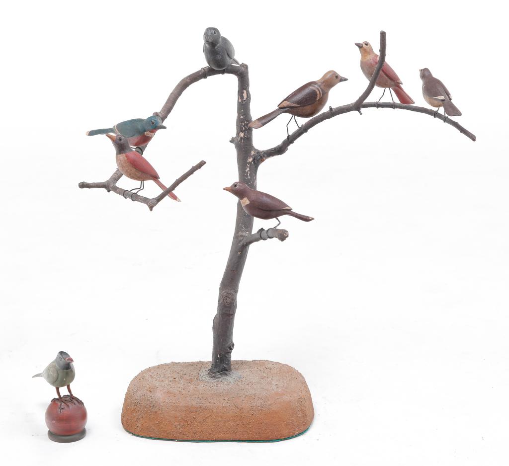 AMERICAN FOLK ART BIRD AND BIRD TREE. (1 of 7)