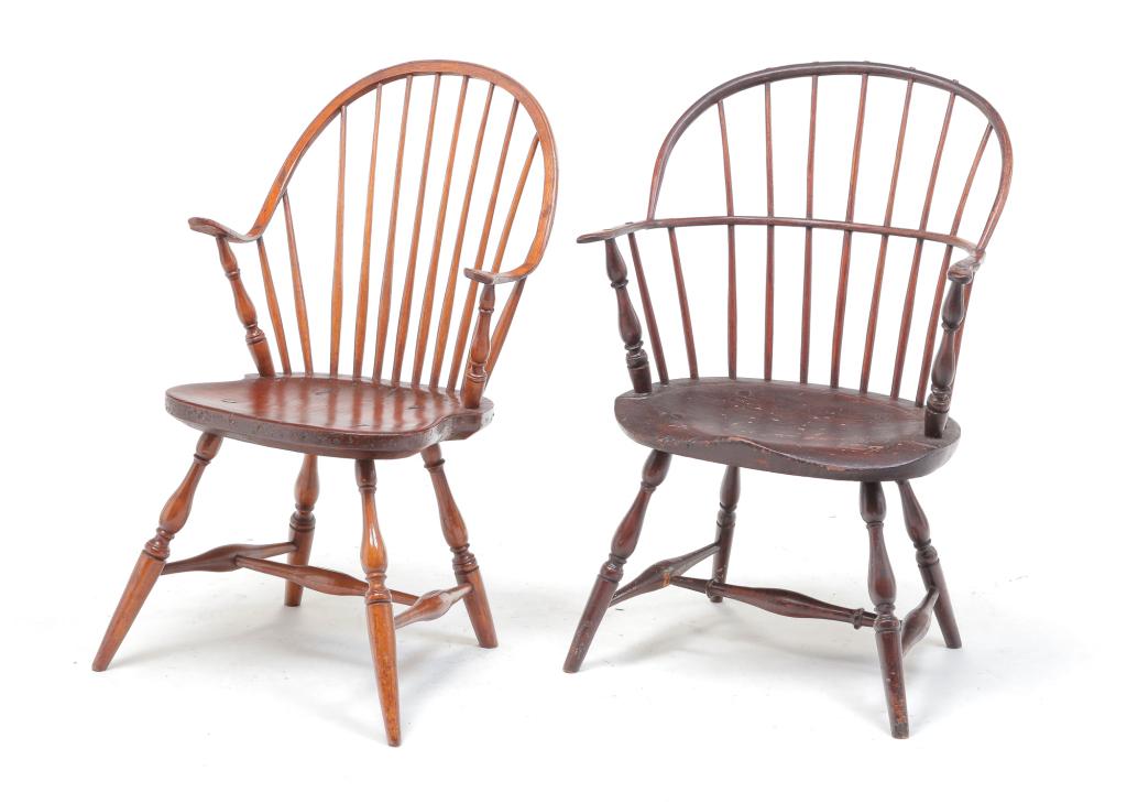 TWO AMERICAN WINDSOR CHAIRS. (1 of 4)