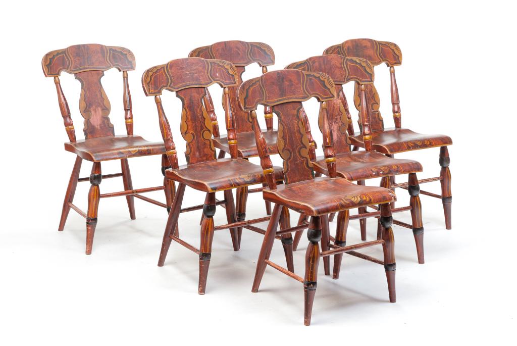 SIX AMERICAN EMPIRE DECORATED CHAIRS. (1 of 5)