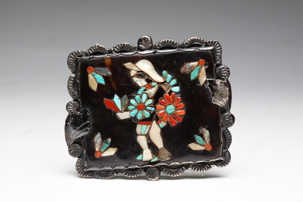 VINTAGE ZUNI INLAID BELT BUCKLE. (1 of 2)