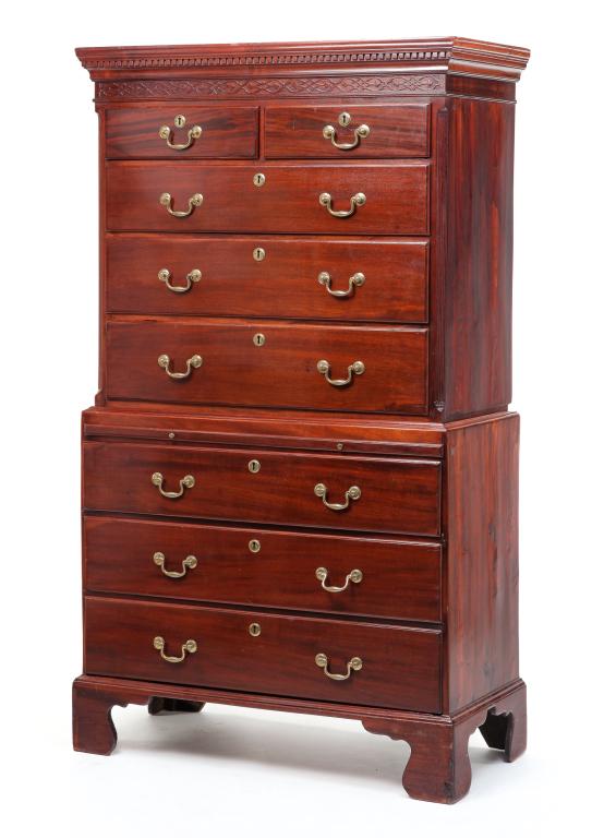 ENGLISH CHIPPENDALE CHEST ON CHEST. (1 of 10)