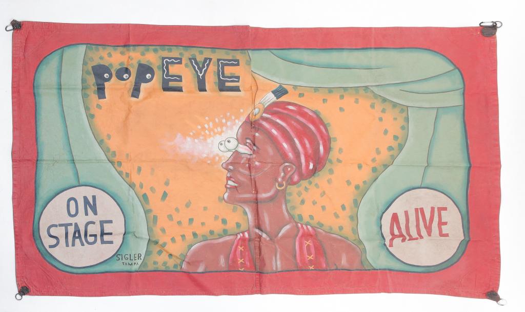 CIRCUS SIDE SHOW BANNER BY SIGLER. (1 of 5)