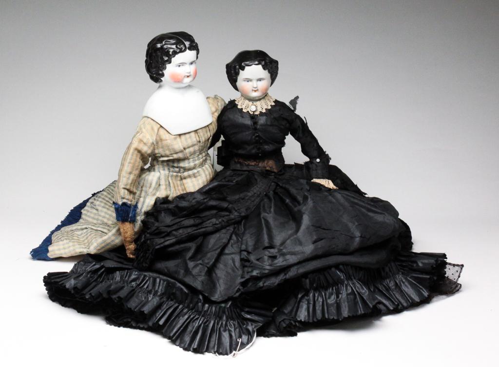 TWO GERMAN CHINA HEAD DOLLS. (1 of 12)