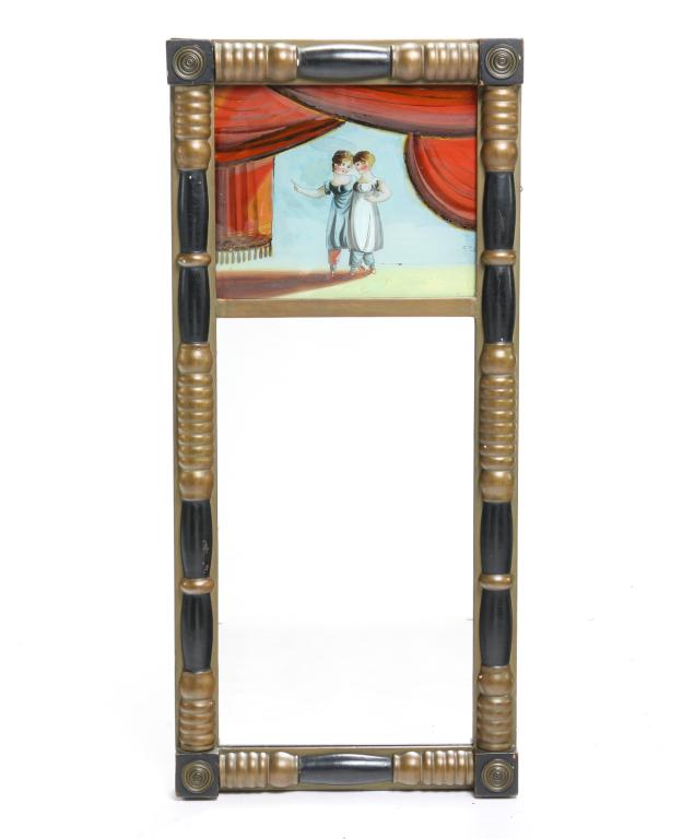 AMERICAN REVERSE PAINTED MIRROR. (1 of 4)