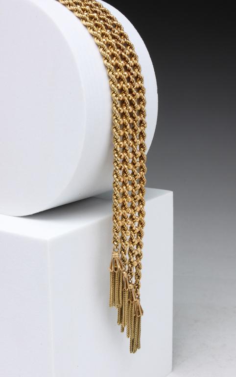 18 KARAT GOLD ROPE BRACELET, FOLD-OVER CLASP. (1 of 4)