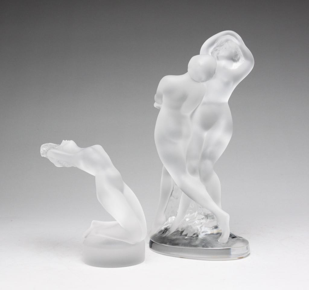 TWO LALIQUE FIGURES OF WOMEN. (1 of 7)