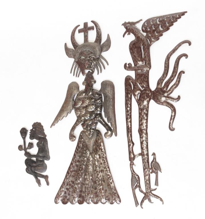 THREE HAITIAN STEEL DRUM CUT OUTS. (1 of 6)