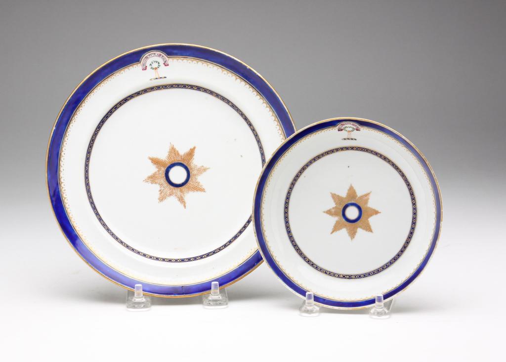 TWO CHINESE EXPORT ARMORIAL PLATES. (1 of 3)