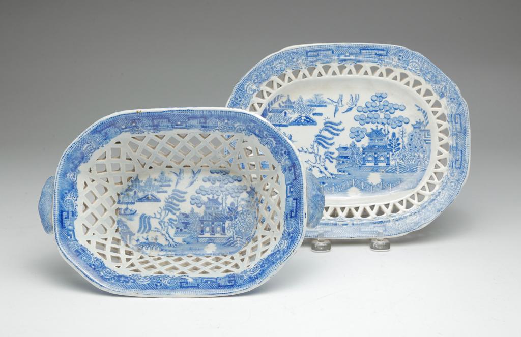 ENGLISH RETICULATED BOWL AND UNDER PLATE. (1 of 5)