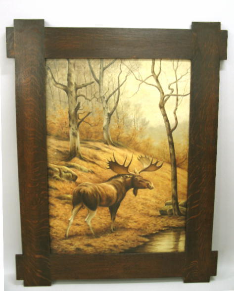 OIL ON CANVAS PAINTING BY "BAUER". Large painting