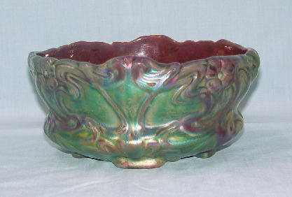 WELLER SICARD FOOTED BOWL. Art Nouveau embossed d