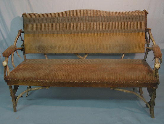 ANTLER SETTEE. Elk antlers create arms, legs and