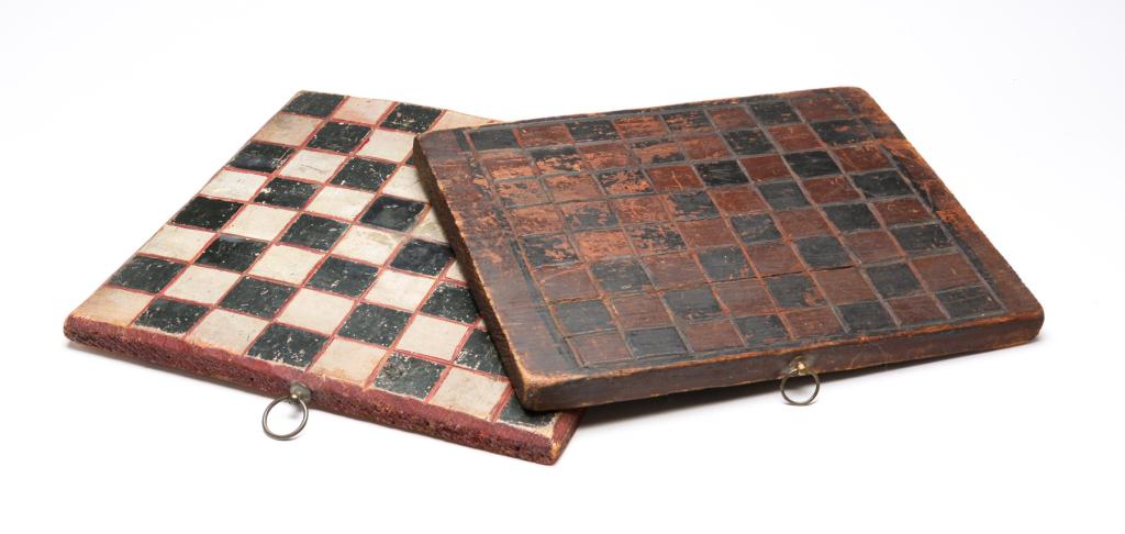 TWO AMERICAN DECORATED GAMEBOARDS. (1 of 5)