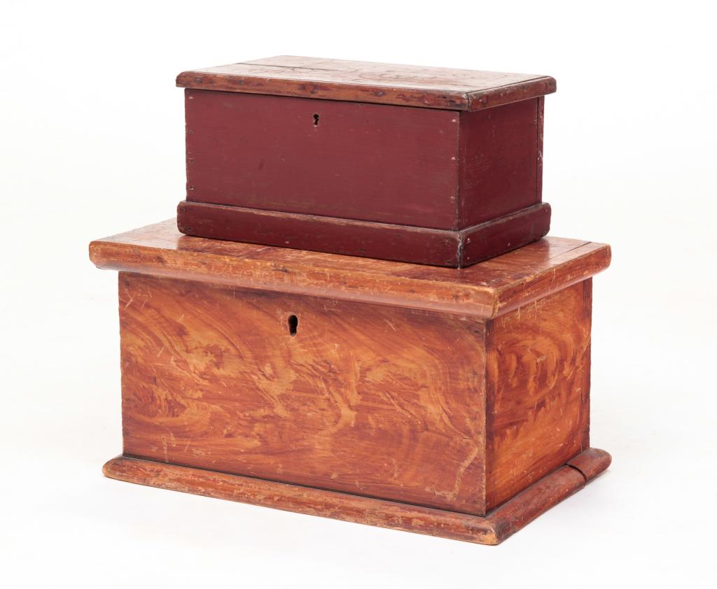 TWO AMERICAN PAINTED DOCUMENT BOXES. (1 of 5)