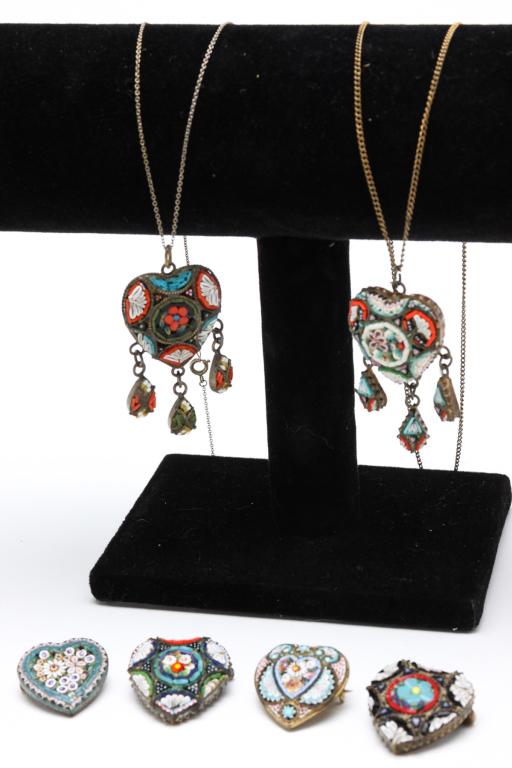 ANTIQUE HEART SHAPED MICRO MOSAIC JEWELRY. (1 of 5)