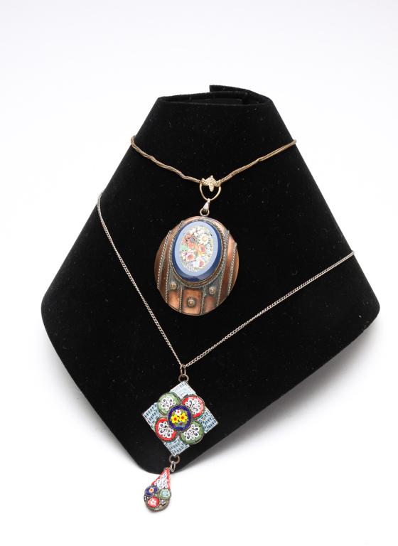 TWO VINTAGE MICRO MOSAIC NECKLACES. (1 of 6)