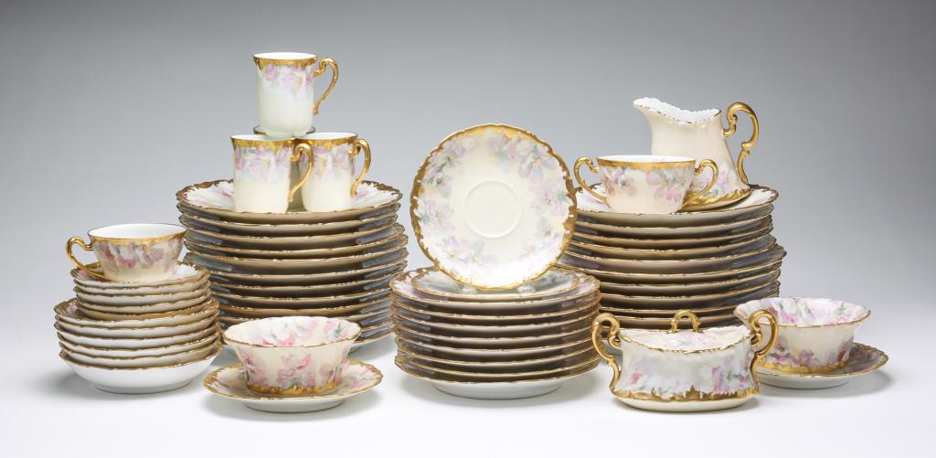 COLLECTION OF T&V LIMOGES "APPLE BLOSSOM" CHINA. (1 of 9)