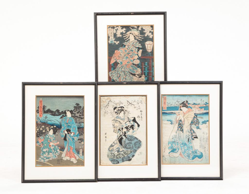 FOUR FRAMED JAPANESE WOODBLOCK PRINTS. (1 of 6)