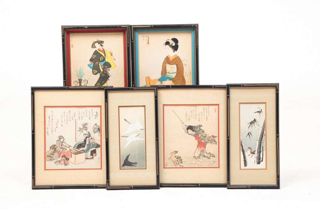 SIX FRAMED ASIAN THEMED ARTWORKS. (1 of 8)