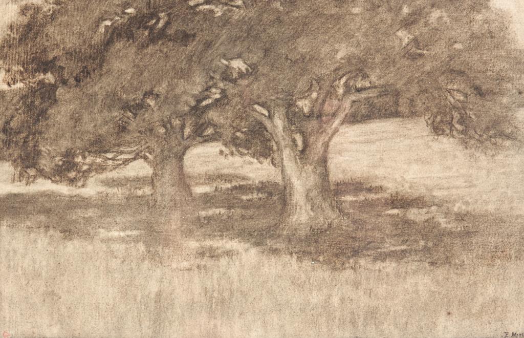 LANDSCAPE DRAWING SIGNED "E. MARCH". (1 of 4)