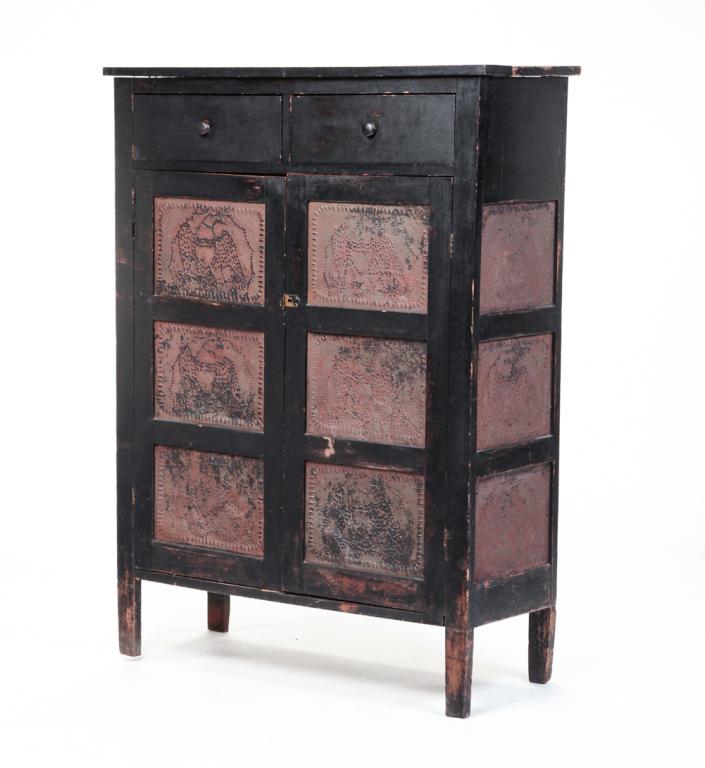 AMERICAN PIE SAFE WITH EAGLE TINS. (1 of 5)