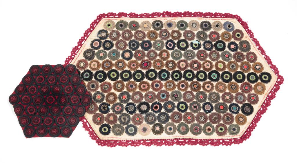 TWO AMERICAN PENNY RUGS. (1 of 4)